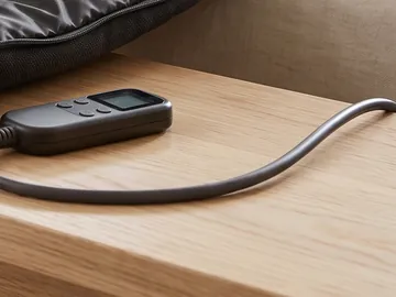 Detail: the hand controller and its cord