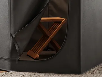 Detail: the folding chair inside